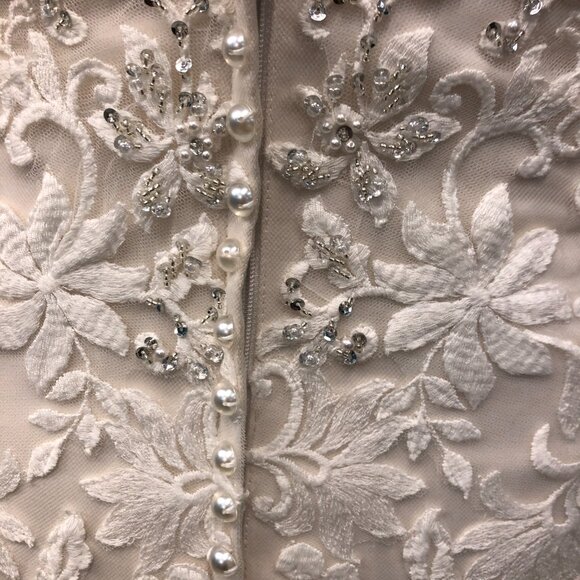 NEW Blush Ivory Mermaid Lace Fit & Flare Bridal Gown, Sexy Flattering Strapless - Picture 13 of 14